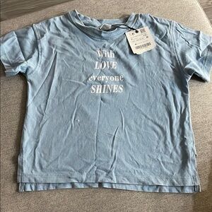 Zara Blue Short Sleeve Tee with Casual Slogan